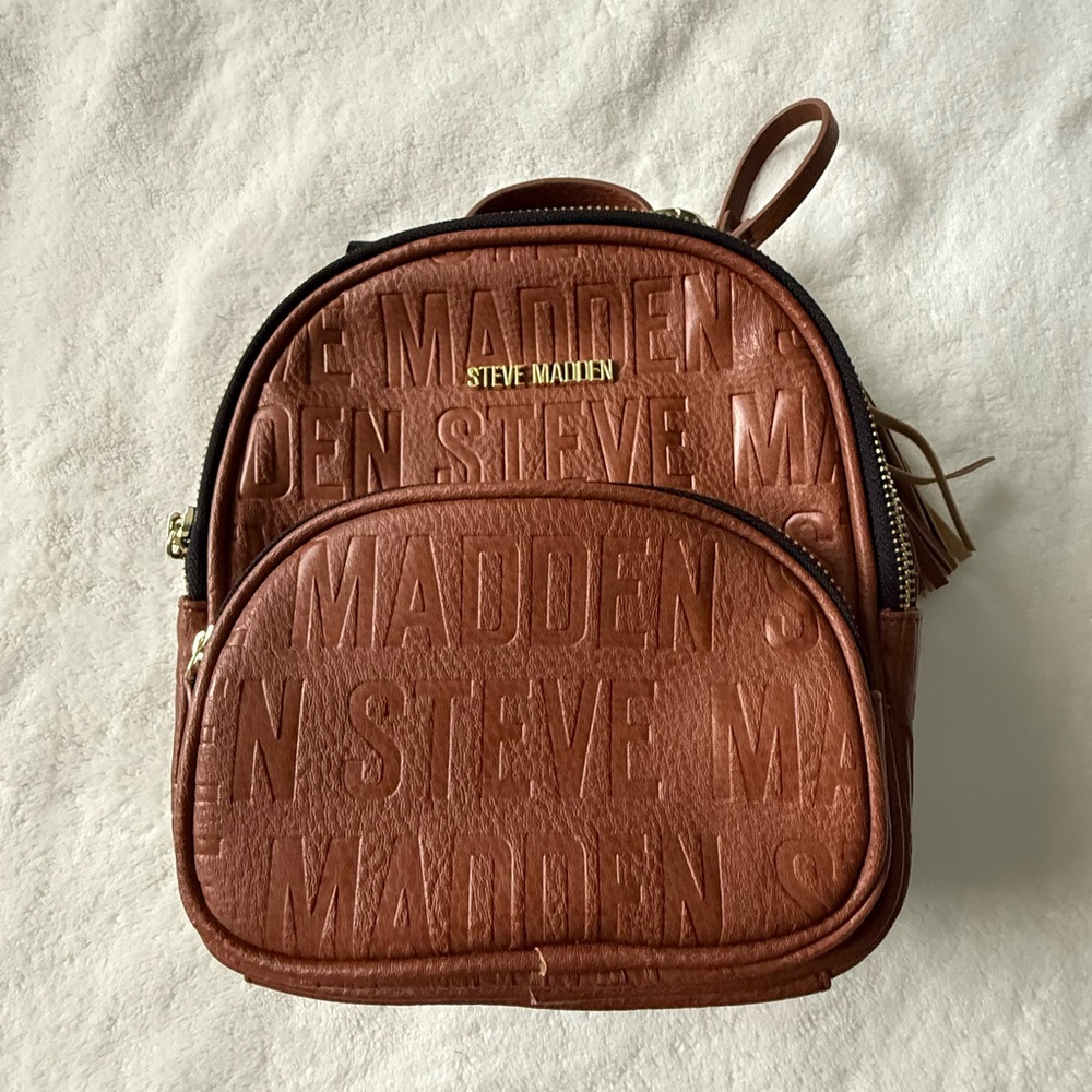 Steve Madden Embossed Tan Backpack
